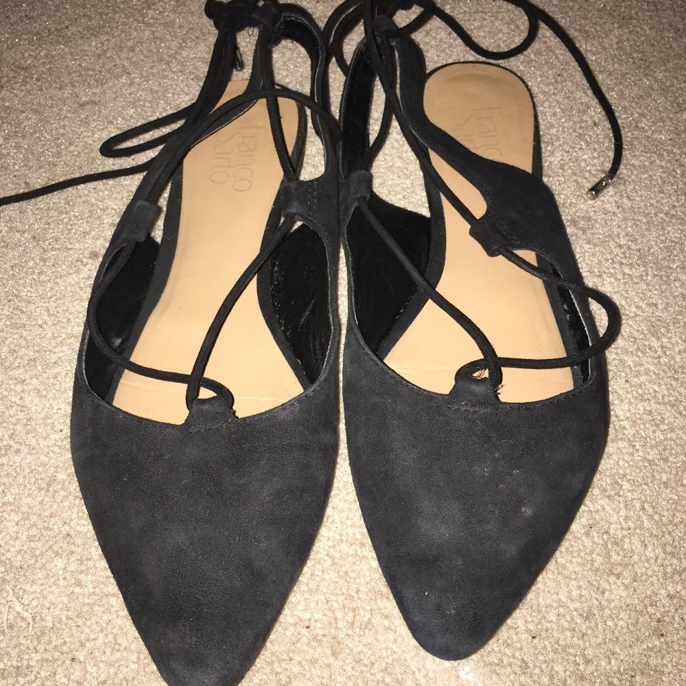 Darling Black Lace Up Flats Size 7.5 5/$25!